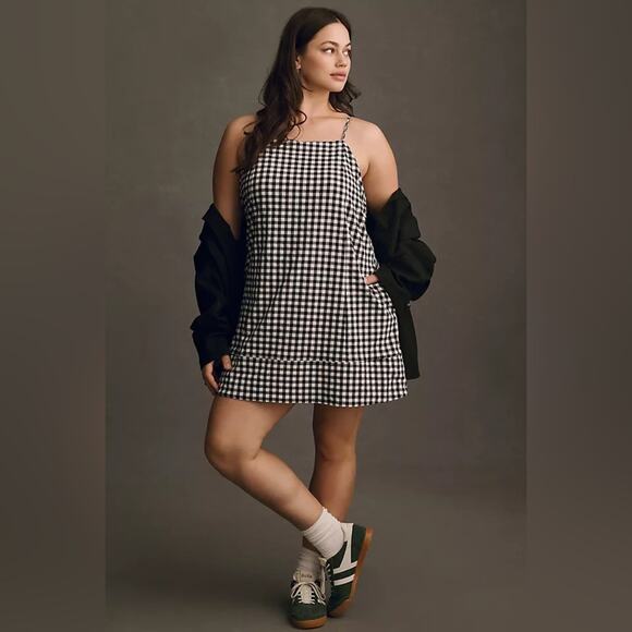 Anthropologie Dresses & Skirts - By Anthropologie Black and White Gingham Apron-Style Mini Dress Size Large